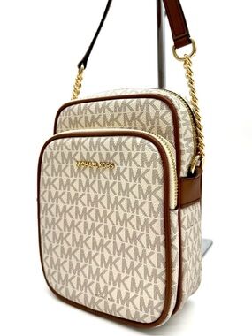 Michael Kors Medium NS Chain Xbody Bag Vanilla/Brown